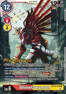 ShineGreymon (BT13-018) - Promos: Versus Royal Knights (Rare) [BT-13P-018]