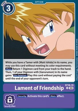 Lament of Friendship (ST16-15) (V.1) - Starter Deck: Wolf of Friendship (Uncommon) [ST-16-015]