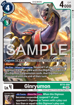 Ginryumon (BT15-058) - Exceed Apocalypse (Common) [BT-15-058]