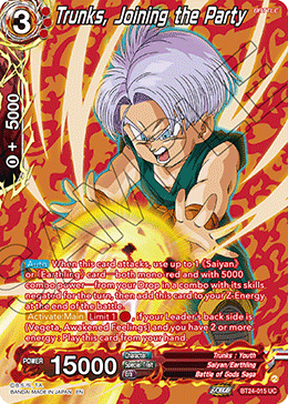 Trunks, Joining the Party (V.2 - Uncommon) - Beyond Generations (Uncommon) [BT24-015]