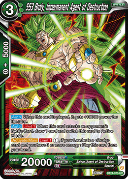 SS3 Broly, Impermanent Agent of Destruction (V.1 - Uncommon) - Beyond Generations (Uncommon) [BT24-075]