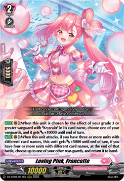 Loving Pink, Francette  (V.1 - Triple Rare) - Illusionless Strife (Triple Rare) [DZ-BT02-017]