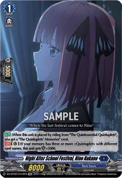 Night After School Festival, Nino Nakano - Illusionless Strife (Special EX) [DZ-BT02-EX16]