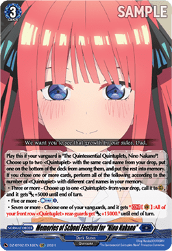 Memories of School Festival for "Nino Nakano" - Illusionless Strife (Special EX) [DZ-BT02-EX18]