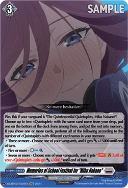 Memories of School Festival for "Miku Nakano" - Illusionless Strife (Special EX) [DZ-BT02-EX22]