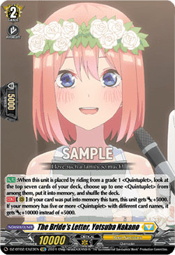 The Bride's Letter, Yotsuba Nakano - Illusionless Strife (Special EX) [DZ-BT02-EX23]