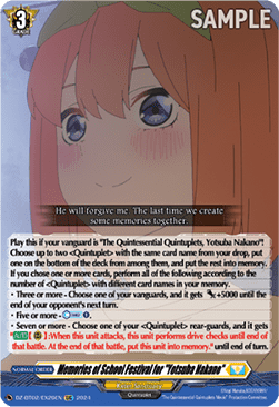 Memories of School Festival for "Yotsuba Nakano" - Illusionless Strife (Special EX) [DZ-BT02-EX26]