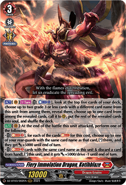 Fiery Immolation Dragon, Kotihblaze  (V.1 - Triple Rare) - Dimensional Transcendence (Triple Rare) [DZ-BT03-002]
