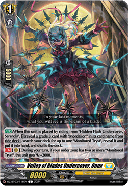 Volley of Blades Undercover, Onux - Dimensional Transcendence (Common) [DZ-BT03-116]
