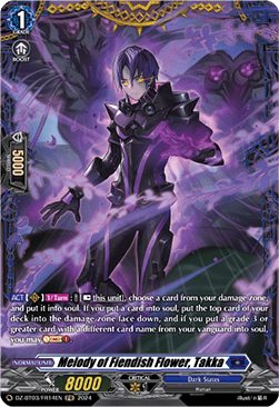 Melody of Fiendish Flower, Takka  (V.2 - Frame Rare) - Dimensional Transcendence (Frame Rare) [DZ-BT03-FR14]