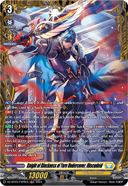 Knight of Blackness of Yore Undercover, Obscudeid  (V.2 - Frame Rare) - Dimensional Transcendence (Frame Rare) [DZ-BT03-FR29]