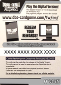 Online Code Card (Booster) (FP04) - Dragon Ball Fusion World Products (Token)