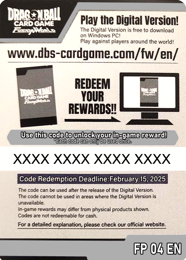Online Code Card (Booster) (FP04) - Dragon Ball Fusion World Products (Token)
