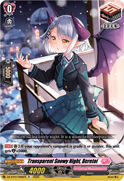 Transparent Snowy Night, Beretoi - Moon Fangs & Cerulean Blaze (Rare) [DZ-BT07-066]