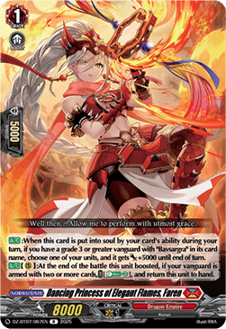 Dancing Princess of Elegant Flames, Faren  (V.1 - Rare) - Moon Fangs & Cerulean Blaze (Rare) [DZ-BT07-067]