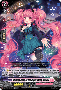 Shining Song in the Night Skies, Coprni  (V.1 - Rare) - Moon Fangs & Cerulean Blaze (Rare) [DZ-BT07-093]