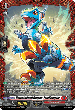 Unrestrained Dragon, Laddieraptor  (V.2 - Frame Rare) - Moon Fangs & Cerulean Blaze (Frame Rare) [DZ-BT07-FR07]