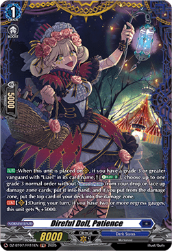 Direful Doll, Patience  (V.2 - Frame Rare) - Moon Fangs & Cerulean Blaze (Frame Rare) [DZ-BT07-FR11]
