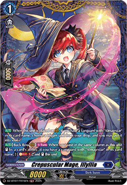Crepuscular Mage, Illyllia  (V.2 - Frame Rare) - Moon Fangs & Cerulean Blaze (Frame Rare) [DZ-BT07-FR15]