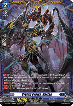 Crying Crows ,Vartak  (V.2 - Frame Rare) - Knights 0f Rebirth (Frame Rare) [DZ-BT08-FR09]