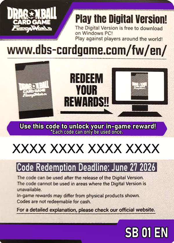 Online Code Card (Booster) (SB01) - Manga Booster 01 [Fusion World] (Online Code Card) [SB01-SB01EN]