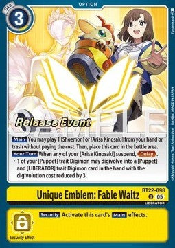 Unique Emblem: Fable Waltz (BT22-098) - Promos: Cyber Eden (Alternative Art) [BT-22P-BT22-098]
