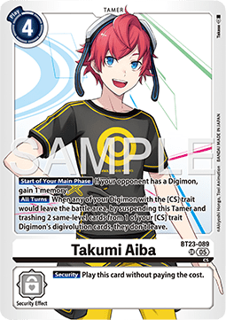 Takumi Aiba (BT23-089) (V.1) - Hackers' Slumber (Super Rare) [BT-23-089]