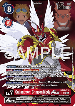 Gallantmon: Crimson Mode Ace (BT17-018) (V.2) - Digimon Generation (Alternative Art) [AD-01-BT17-018]