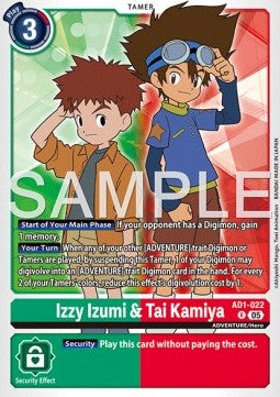 Izzy Izumi & Tai Kamiya (AD1-022) (V.1) - Digimon Generation (Rare) [AD-01-022]