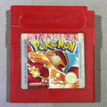 Pokémon Rojo (Game Boy) - etiqueta desgastada